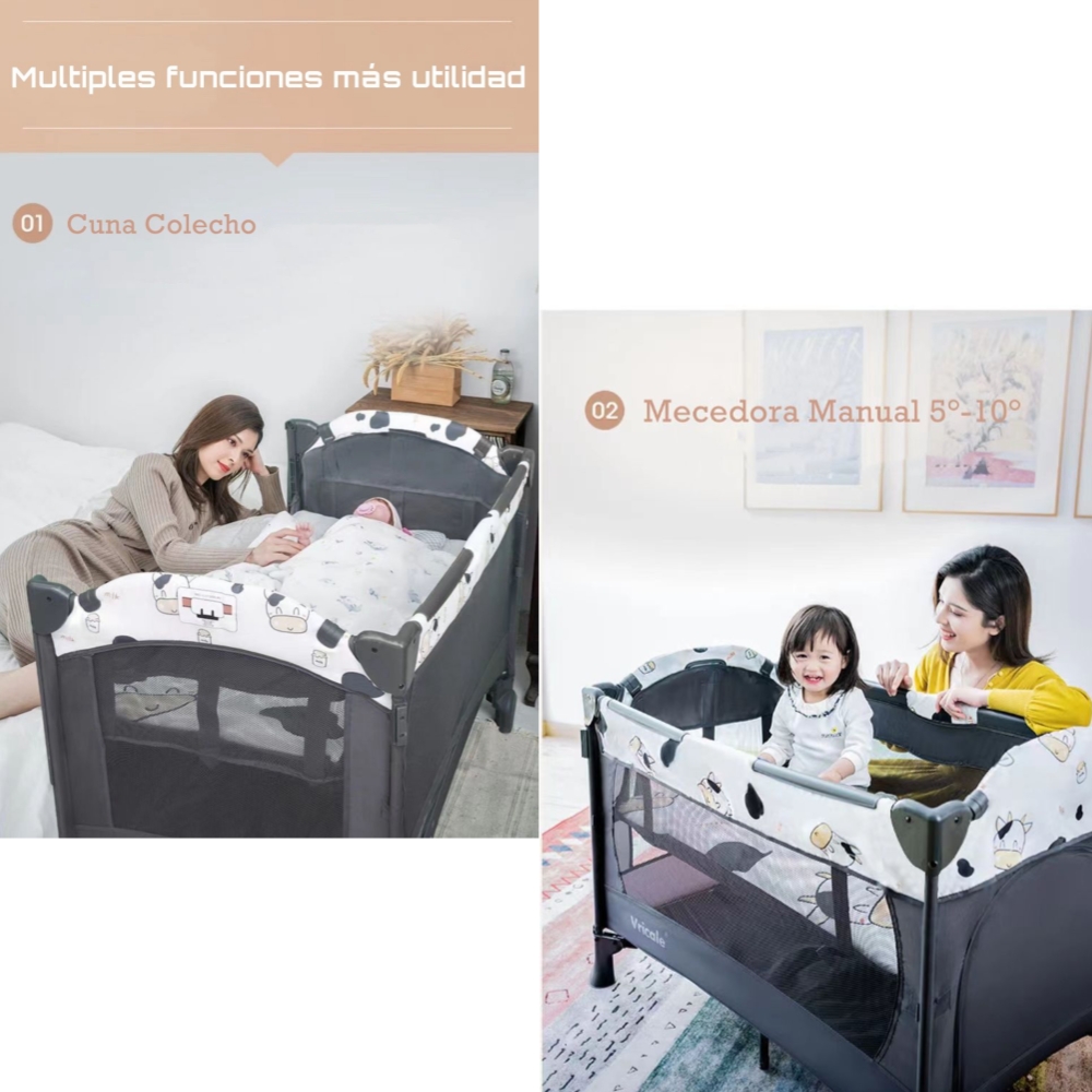 CUNA COLECHO CORRAL MECEDORA 4 EN 1 LUBABYCAS BLANCO - 3
