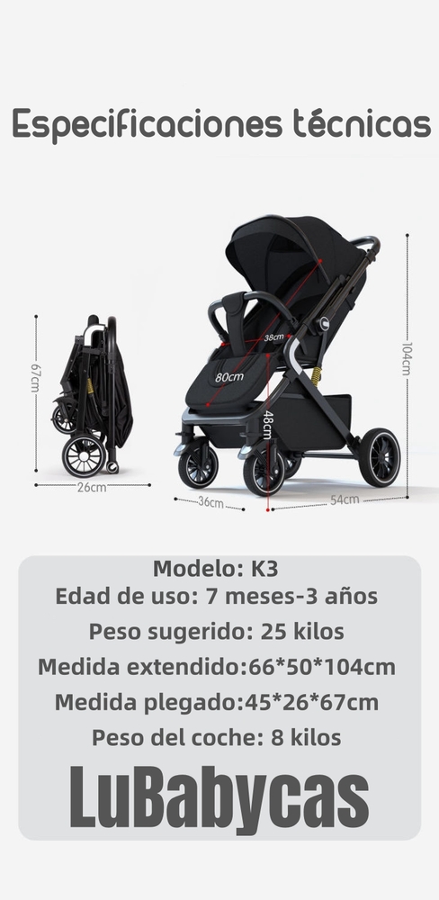 COCHE DE PASEO REVERSIBLE MULTIPOSICIONES LUBABYCAS MINNIE - 8