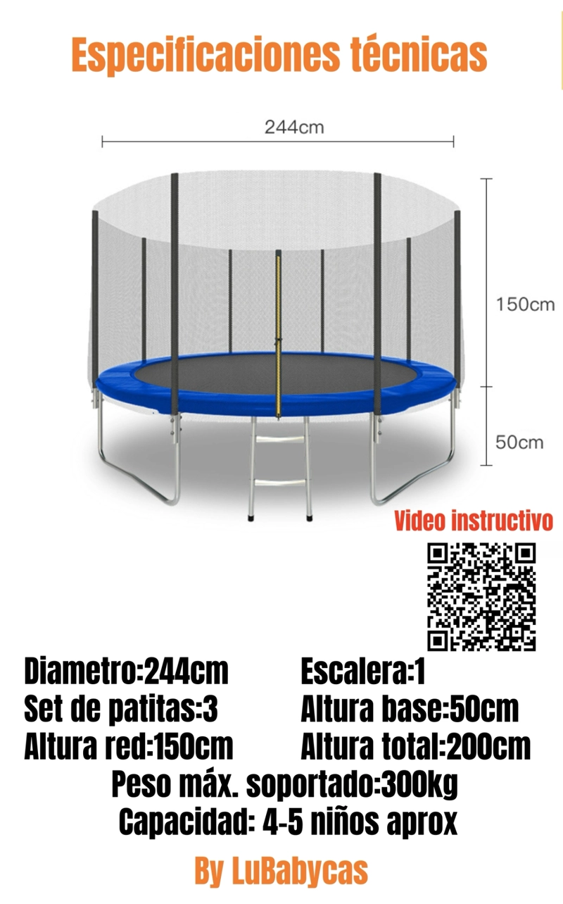 CAMA ELASTICA TRAMPOLINE 244CM ESCALERA ANDES BY LUBABYCAS - 8
