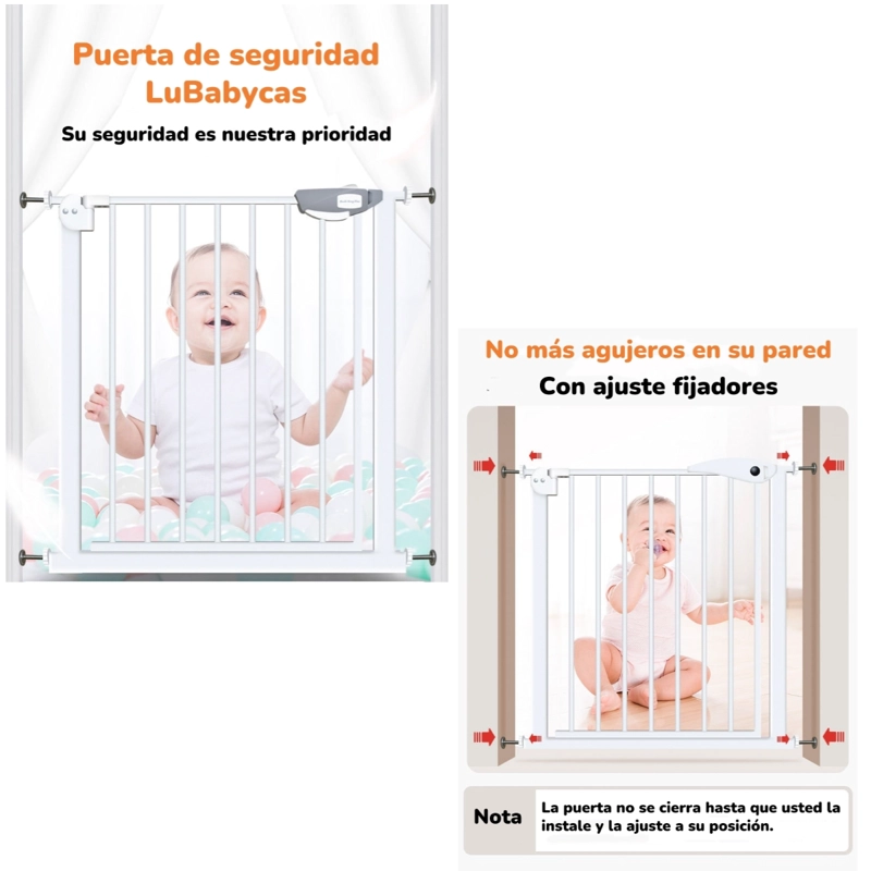PUERTA SEGURIDAD REJA PARA BEBE  77-82CM LUBABYCAS - 2