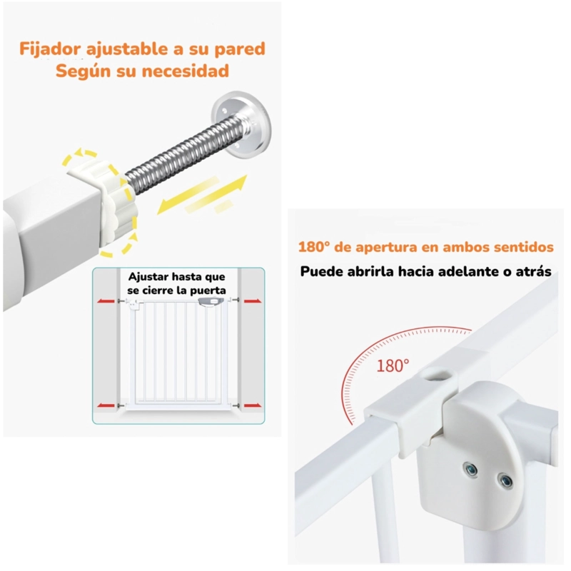 PUERTA SEGURIDAD REJA EXPANDIBLE BEBE  77-102CM LUBABYCAS - 3