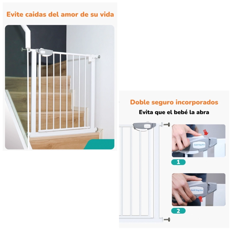 PUERTA SEGURIDAD REJA EXPANDIBLE BEBE  77-102CM LUBABYCAS - 4