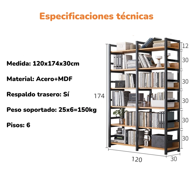 ESTANTE LIBRERO REPISAS DE 6 NIVELES 174CM BY LUBABYCAS - 8