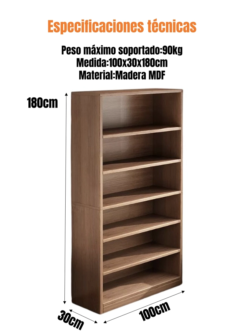 LIBRERO BIBLIOTECA ORGANIZADOR ESTANTE 100X180CM MONTE - 8