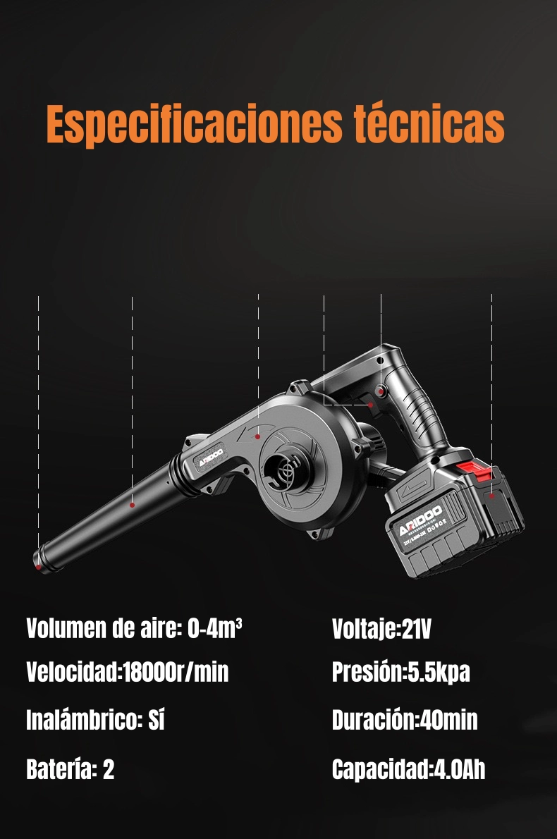 SOPLADORA ASPIRADORA INALAMBRICA 2 BATERIAS 21V C01 - 8