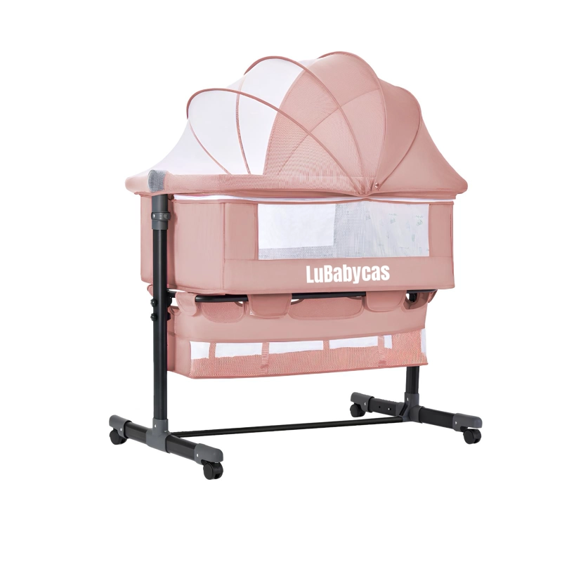 CUNA COLECHO ONE CON MOSQUITERO COLCHON ROSADA LUBABYCAS - 1