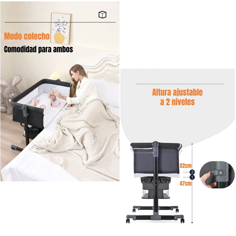 CUNA COLECHO ONE CON MOSQUITERO COLCHON ROSADA LUBABYCAS - 3