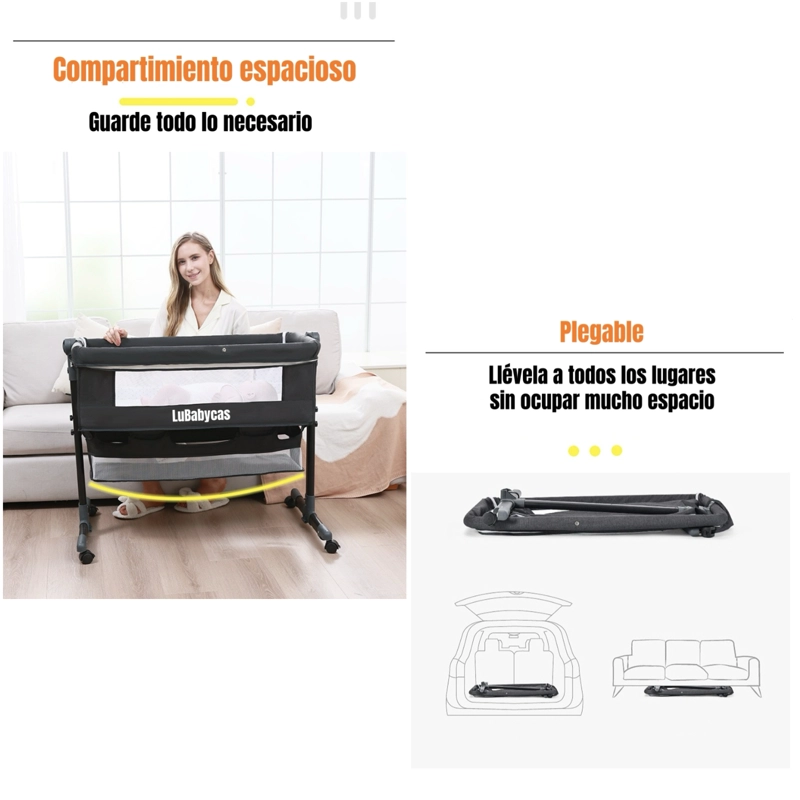 CUNA COLECHO ONE CON MOSQUITERO COLCHON ROSADA LUBABYCAS - 7
