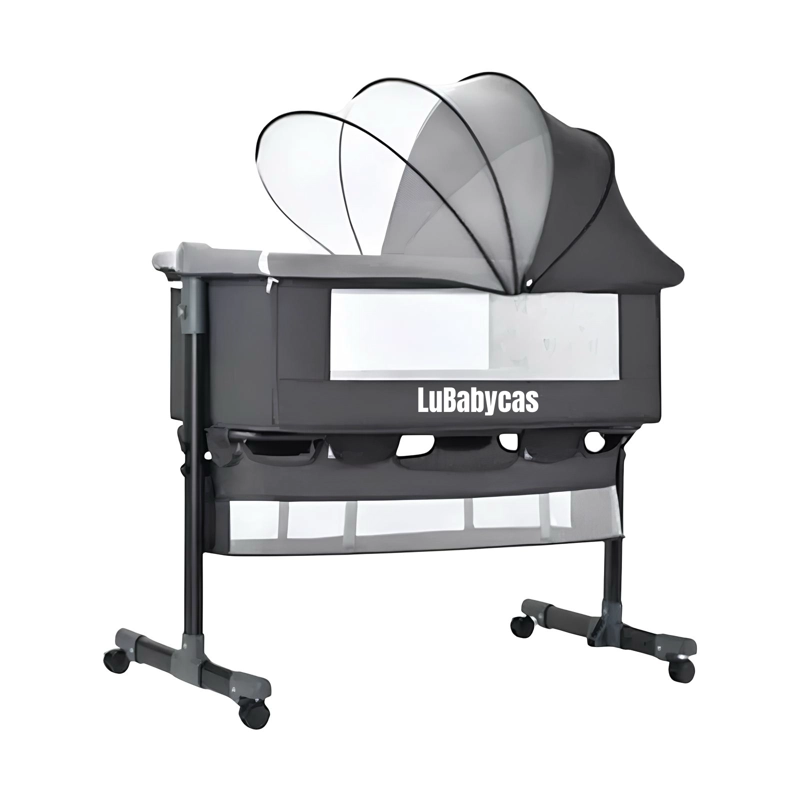 CUNA COLECHO ONE CON MOSQUITERO COLCHON GRIS LUBABYCAS - 1