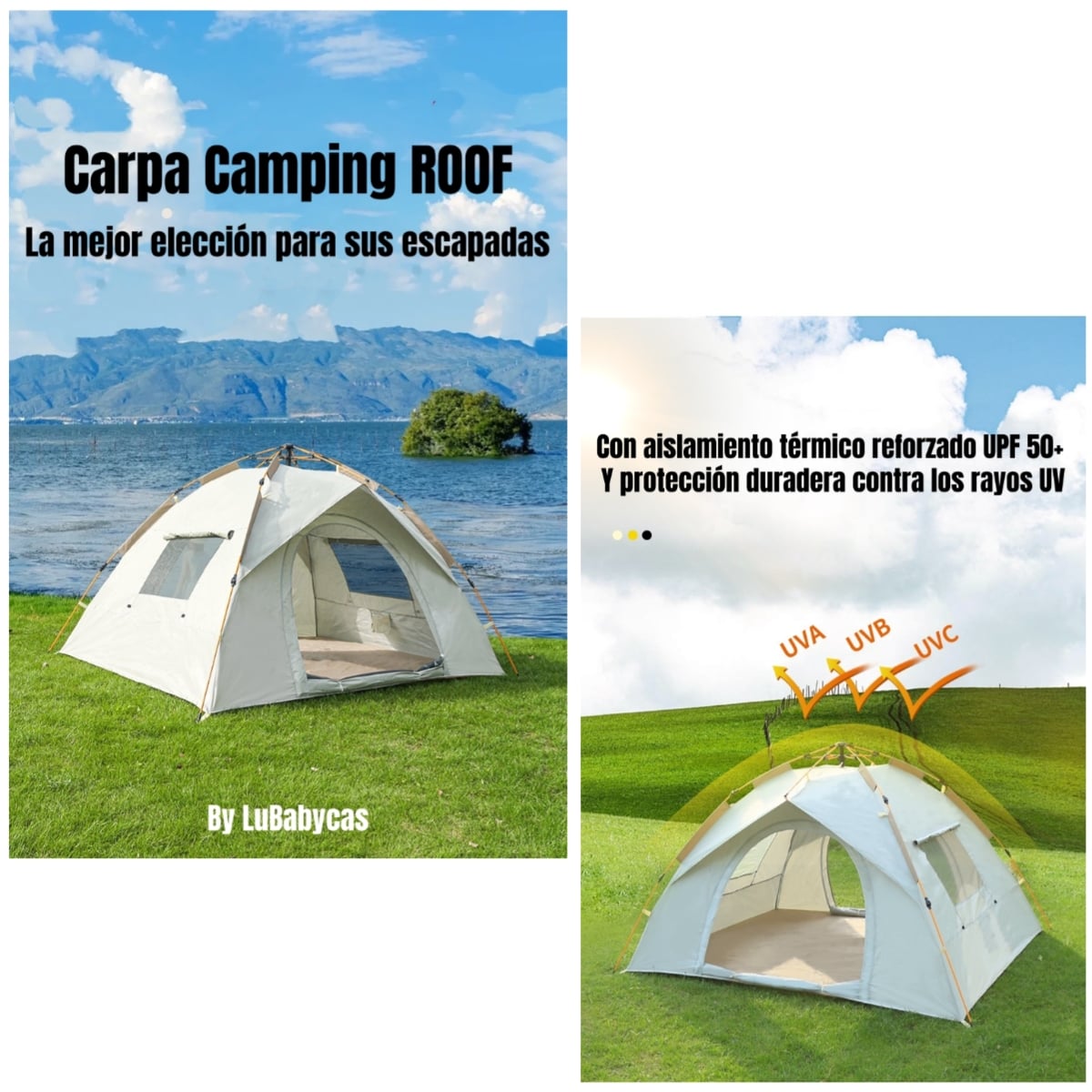 CARPA CAMPING AUTOMATICA 6 PERSONAS CON ACCESORIOS ROOF CAFE - 3