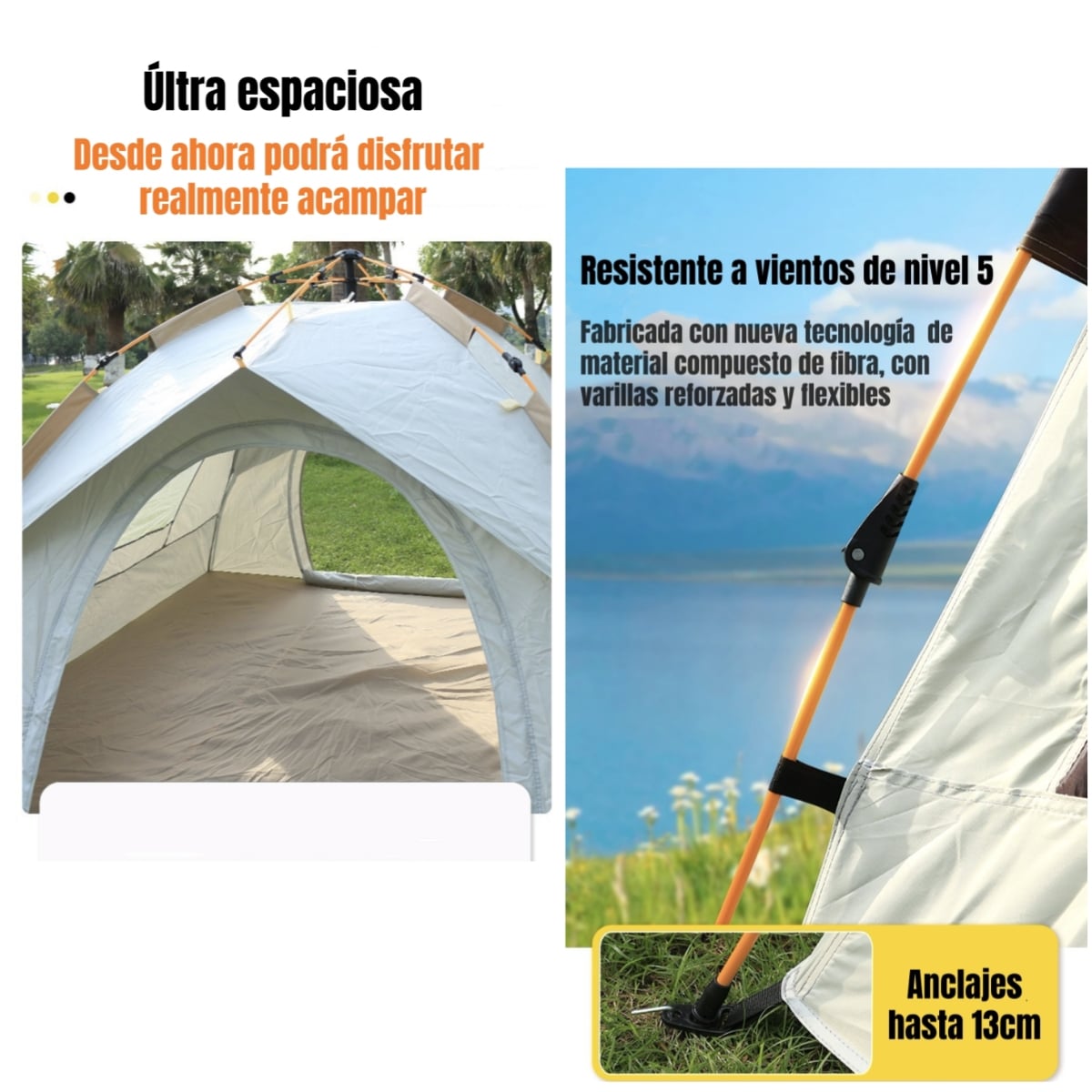 CARPA CAMPING AUTOMATICA 6 PERSONAS CON ACCESORIOS ROOF CAFE - 4