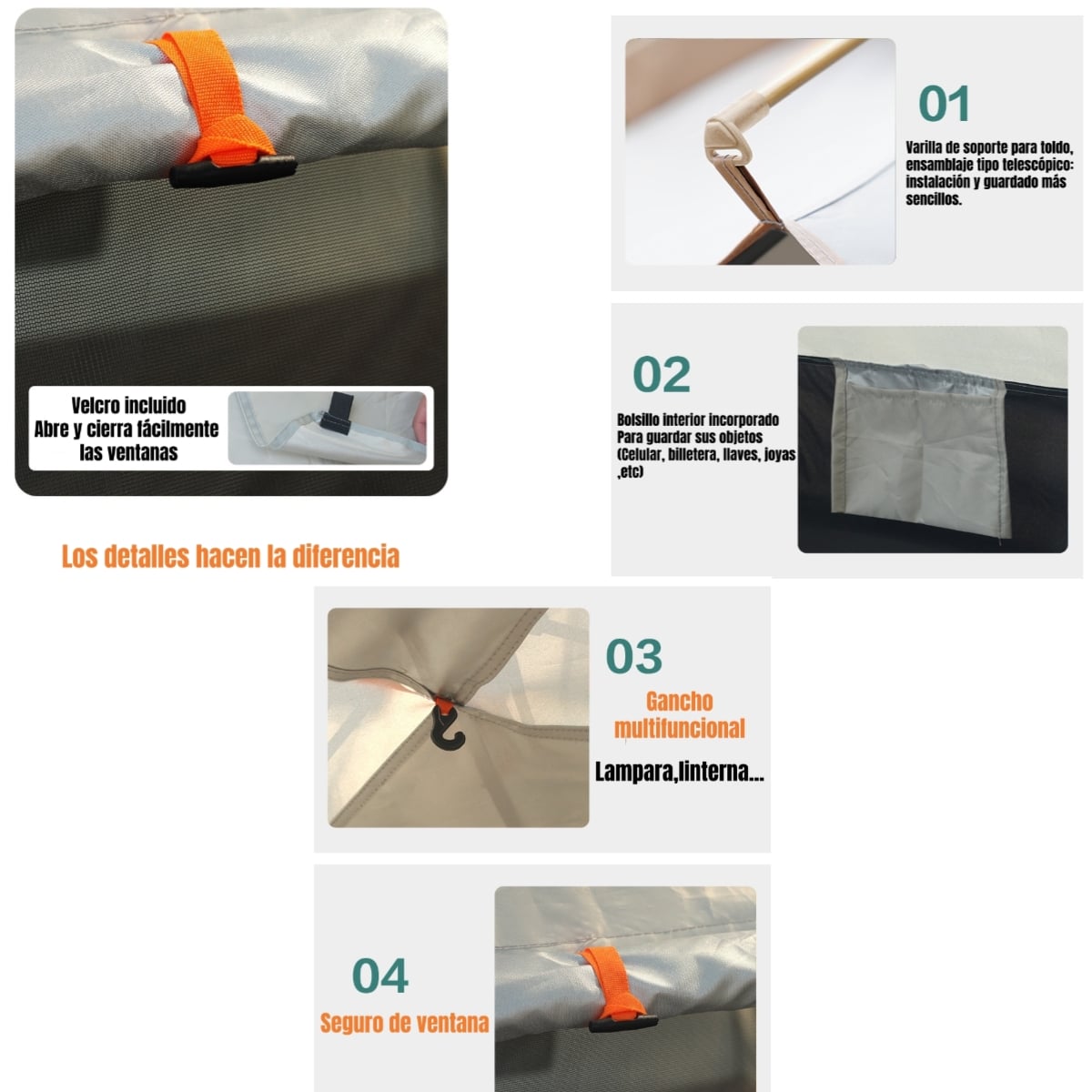 CARPA CAMPING AUTOMATICA 6 PERSONAS CON ACCESORIOS ROOF CAFE - 5