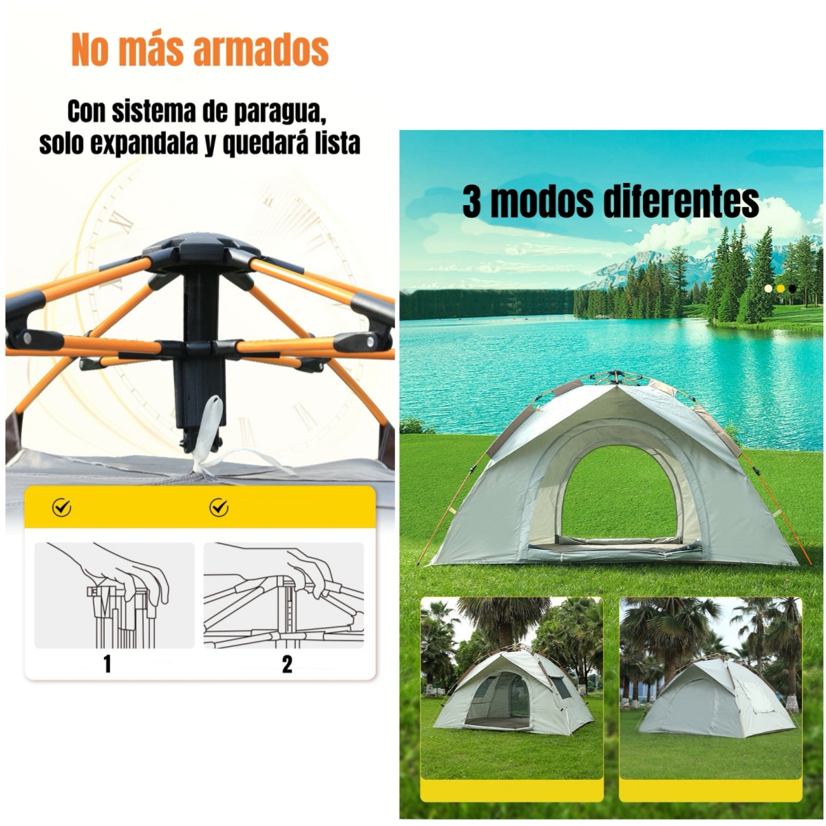 CARPA CAMPING AUTOMATICA 6 PERSONAS CON ACCESORIOS ROOF CAFE - 6