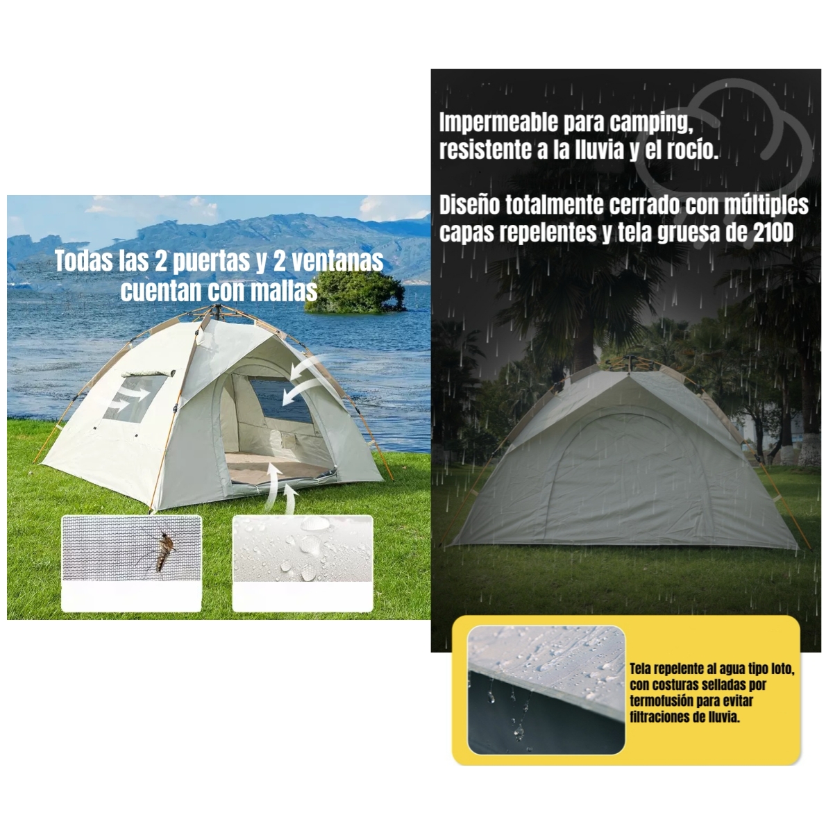 CARPA CAMPING AUTOMATICA 6 PERSONAS CON ACCESORIOS ROOF CAFE - 7