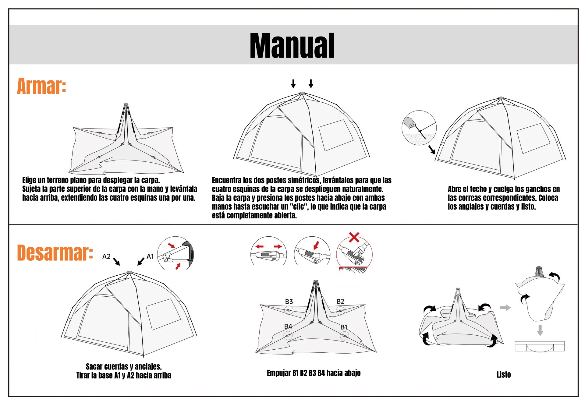 CARPA CAMPING AUTOMATICA 6 PERSONAS CON ACCESORIOS ROOF CAFE - 8