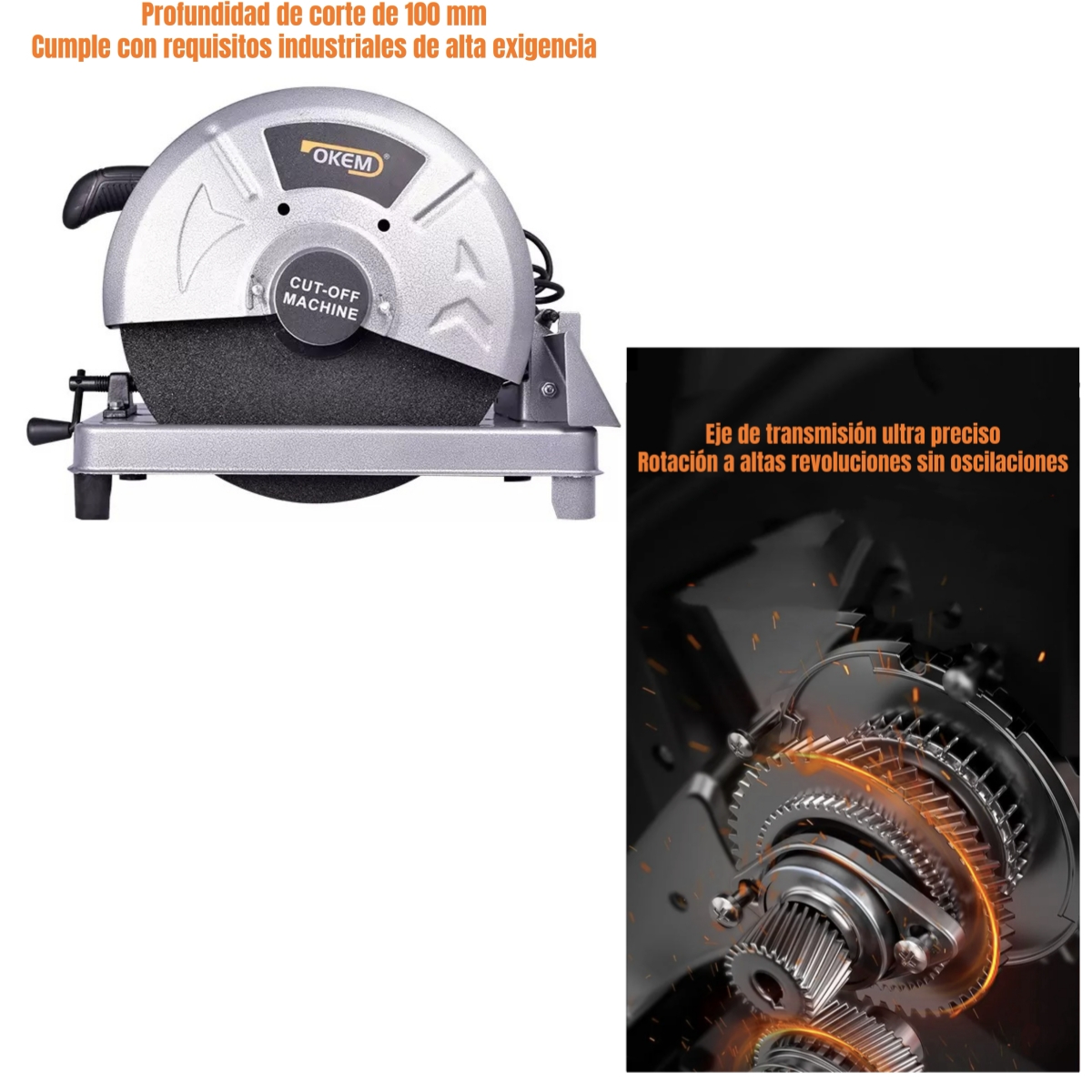 TRONZADORA INDUSTRIAL 14″ 2200W 3800RPM CON DISCO G02 GRIS - 7