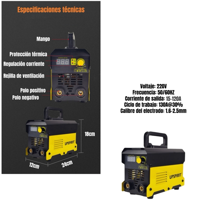 SOLDADORA INVERTER 120A 220V CON ACCESORIOS H01 - 8