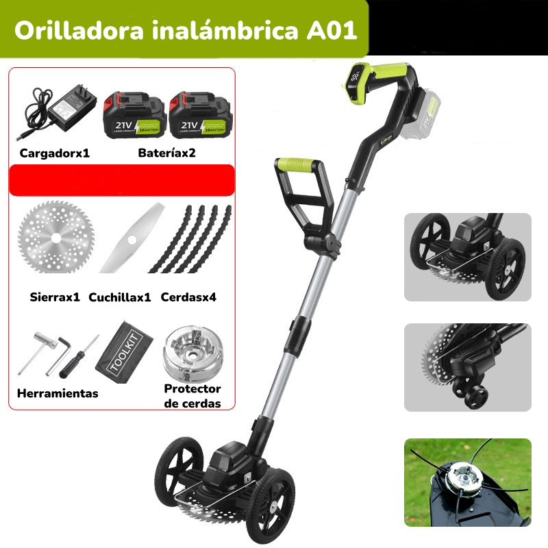 ORILLADORA DE PASTO ELE CTRICA 2 BATERIAS MAS ACCESORIOS A01 - 2