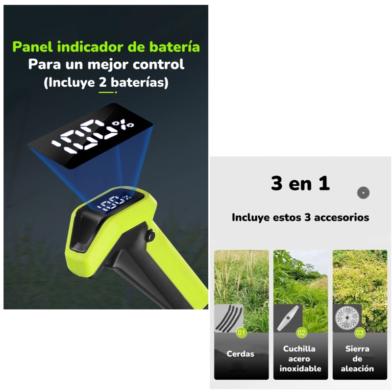 ORILLADORA DE PASTO ELE CTRICA 2 BATERIAS MAS ACCESORIOS A01 - 5