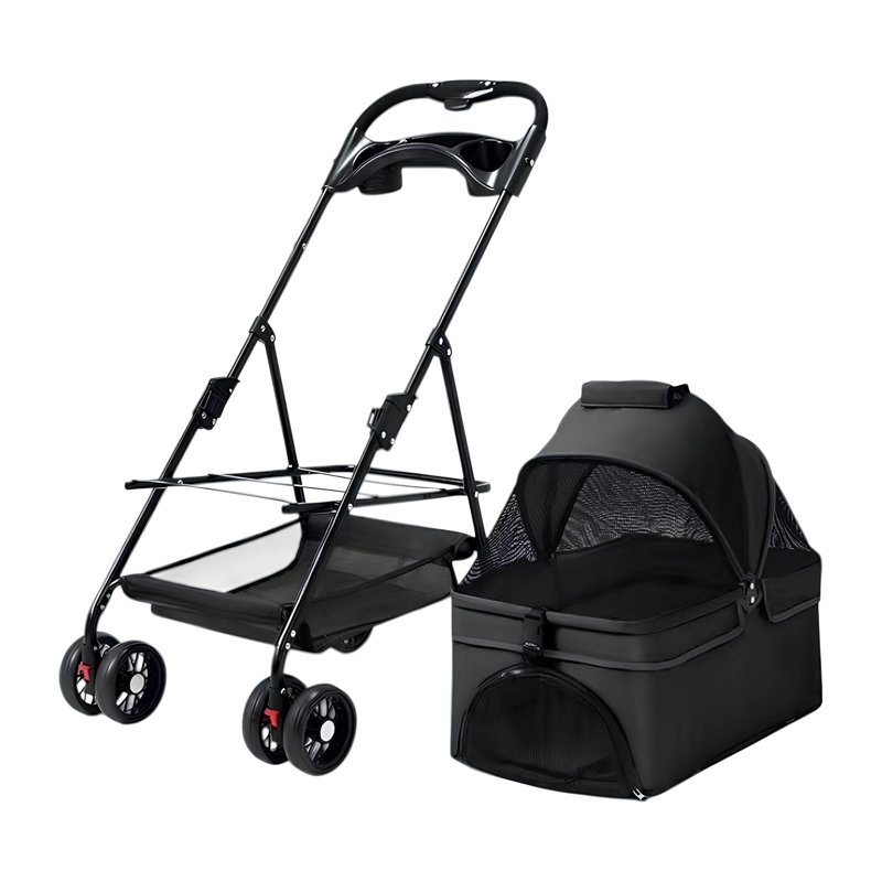 COCHE PARA MASCOTAS PERROS GATOS 2 EN 1 LUBABYCAS NEGRO - 1