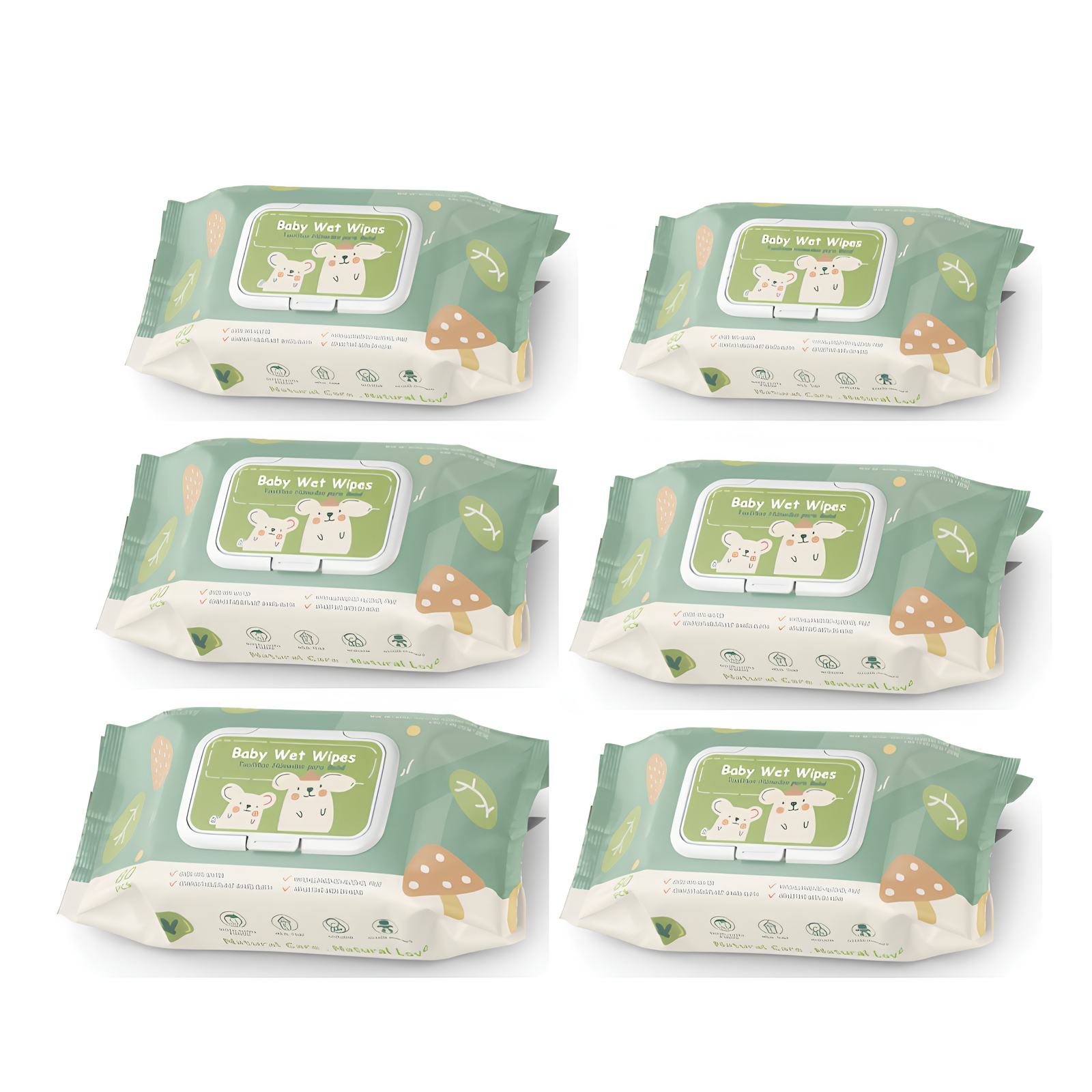 TOALLITAS HUMEDAS CON TAPA PACK 6X80 UNIDADES LUBABYCAS - 1
