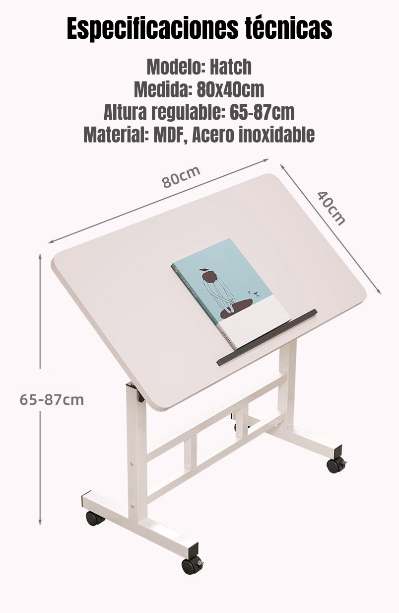 ESCRITORIO PLEGABLE HATCH 80X40CM CON BARRERA ANTIDESLIZANTE - 8