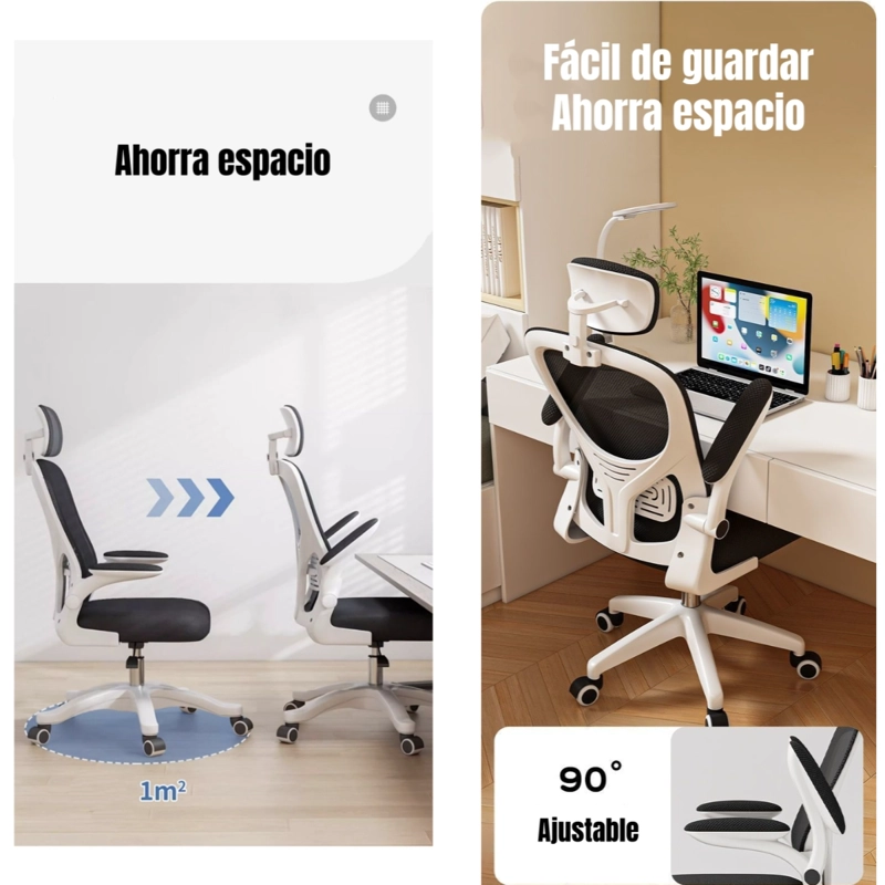 SILLA DE ESCRITORIO 360° KIKKA CON APOYACABEZA NEGRA - 6