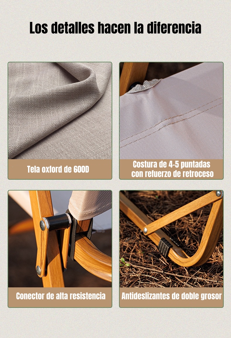 SILLA PLEGABLE CAMPING CON BOLSILLO PLAYA PICNIC BEIGE KEMI - 8