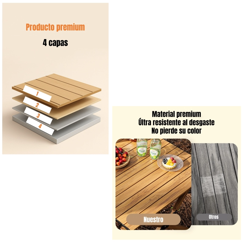 MESA DE CAMPING PLEGABLE IMPERMEABLE 90X61CM KEMI - 4