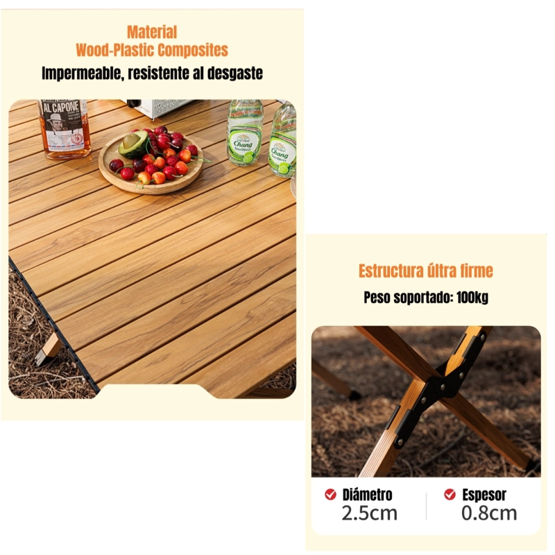 MESA DE CAMPING PLEGABLE IMPERMEABLE 90X61CM KEMI - 5