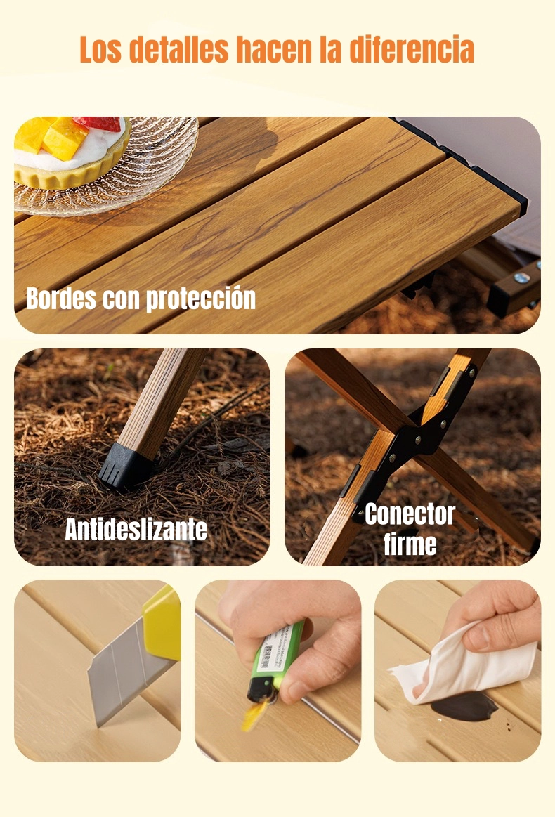 MESA DE CAMPING PLEGABLE IMPERMEABLE 90X61CM KEMI - 7