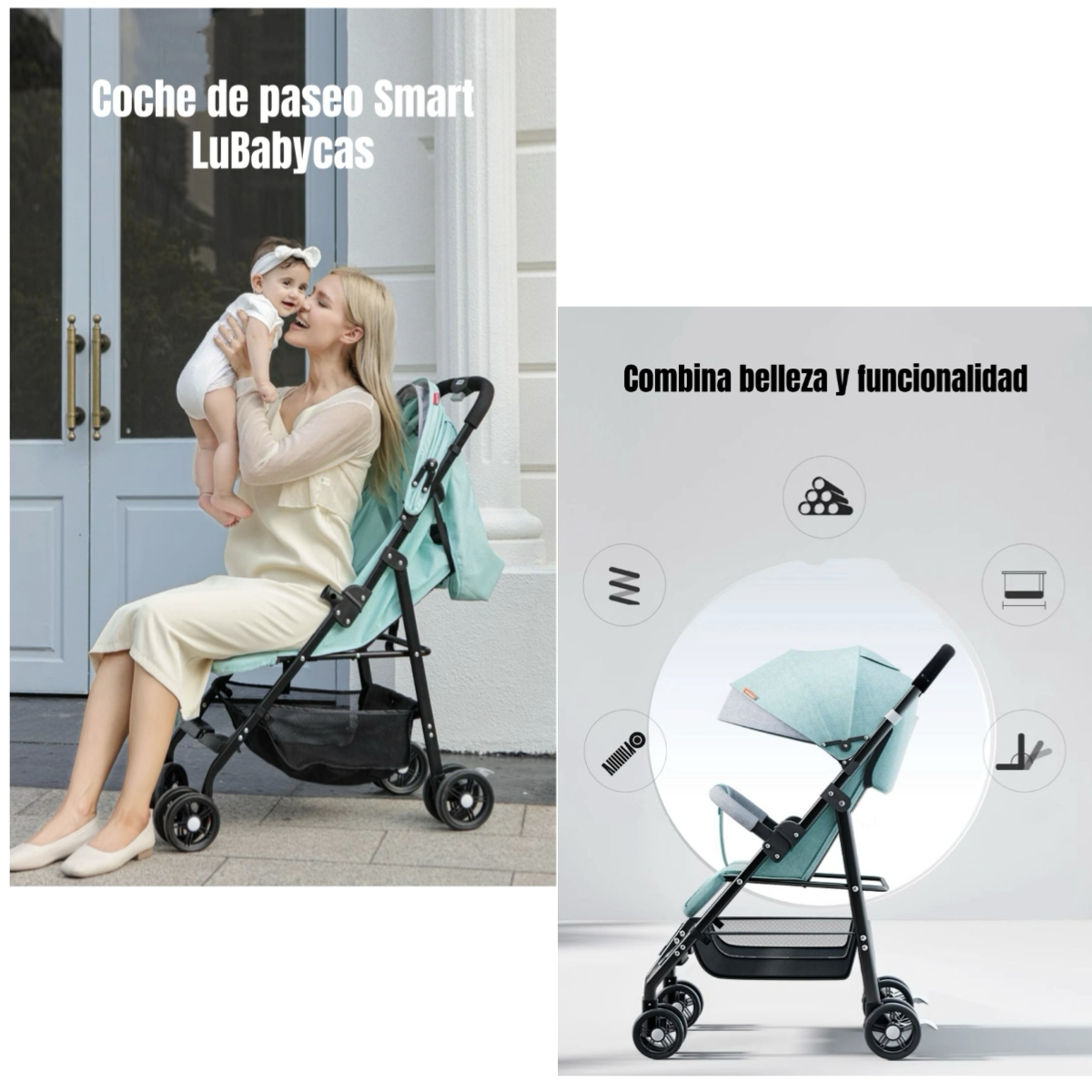 COCHE DE PASEO RECLINABLE LIVIANO SMART ROSADO LUBABYCAS - 2