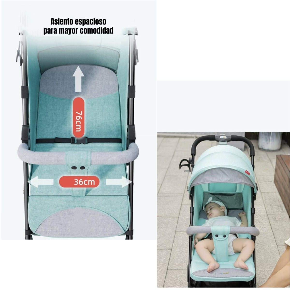 COCHE DE PASEO RECLINABLE LIVIANO SMART ROSADO LUBABYCAS - 5