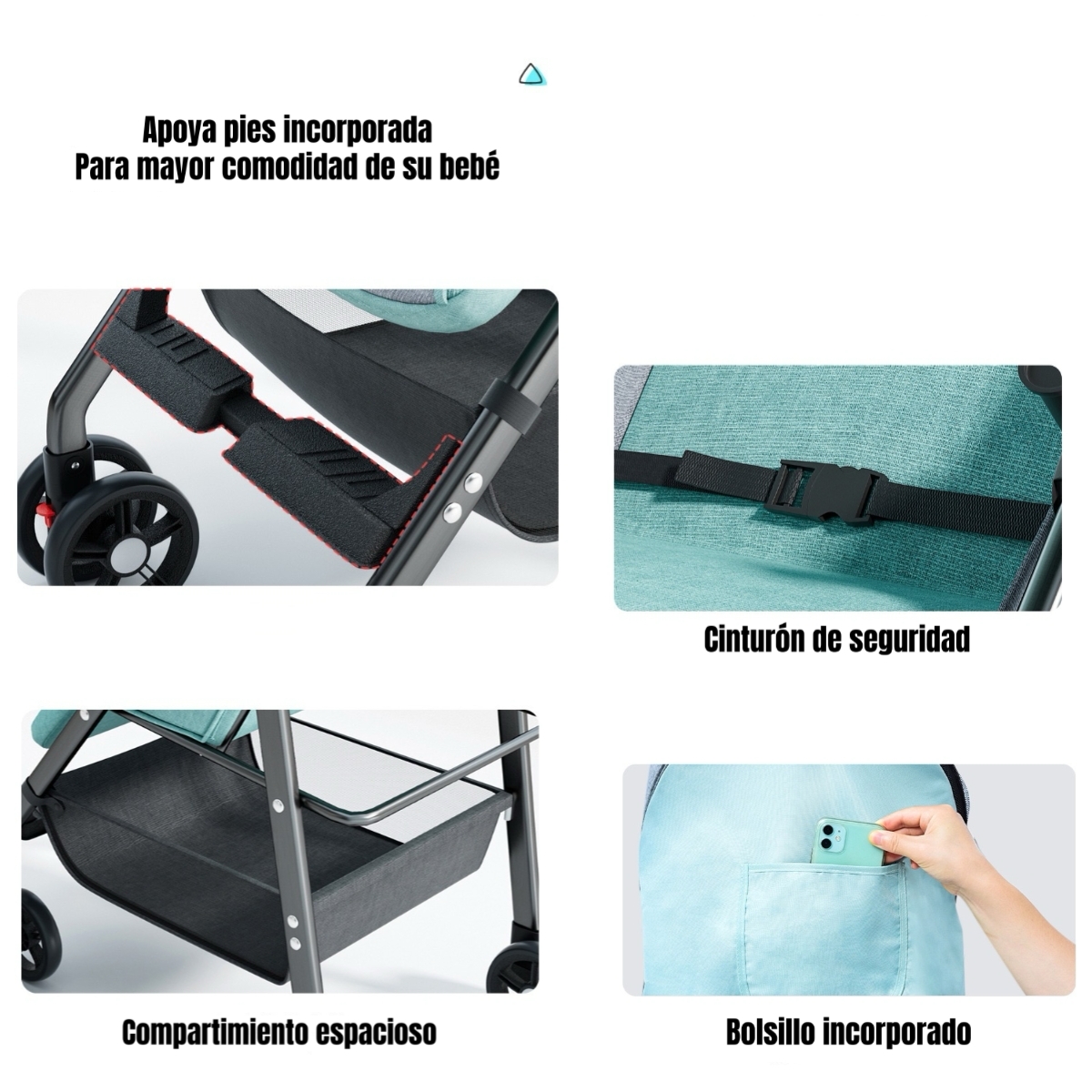 COCHE DE PASEO RECLINABLE LIVIANO SMART ROSADO LUBABYCAS - 7