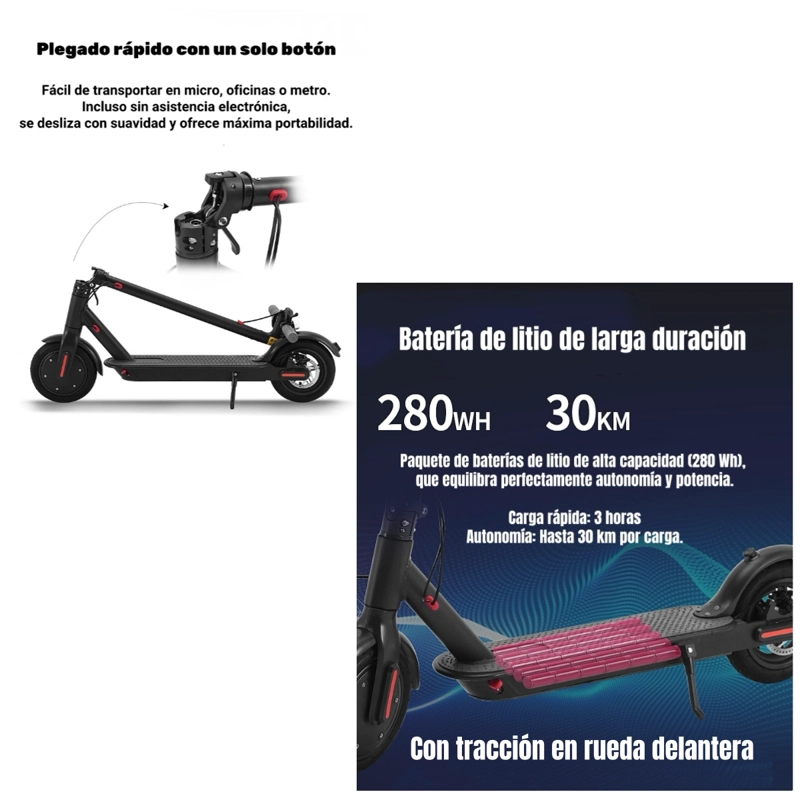 SCOOTER ADULTO ELE CTRICO CON APP PLEGABLE 30KM NEGRO SPEED - 3