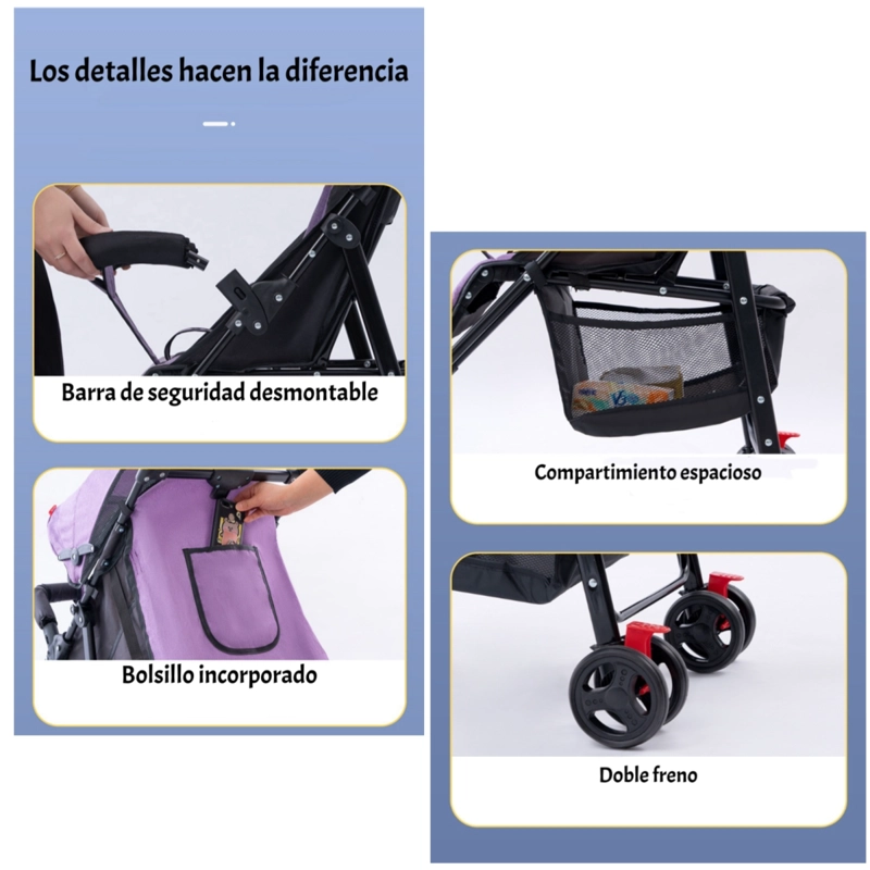 COCHE PASEO LIVIANO CON POSA VASO HOWA NEGRO LUBABYCAS - 7