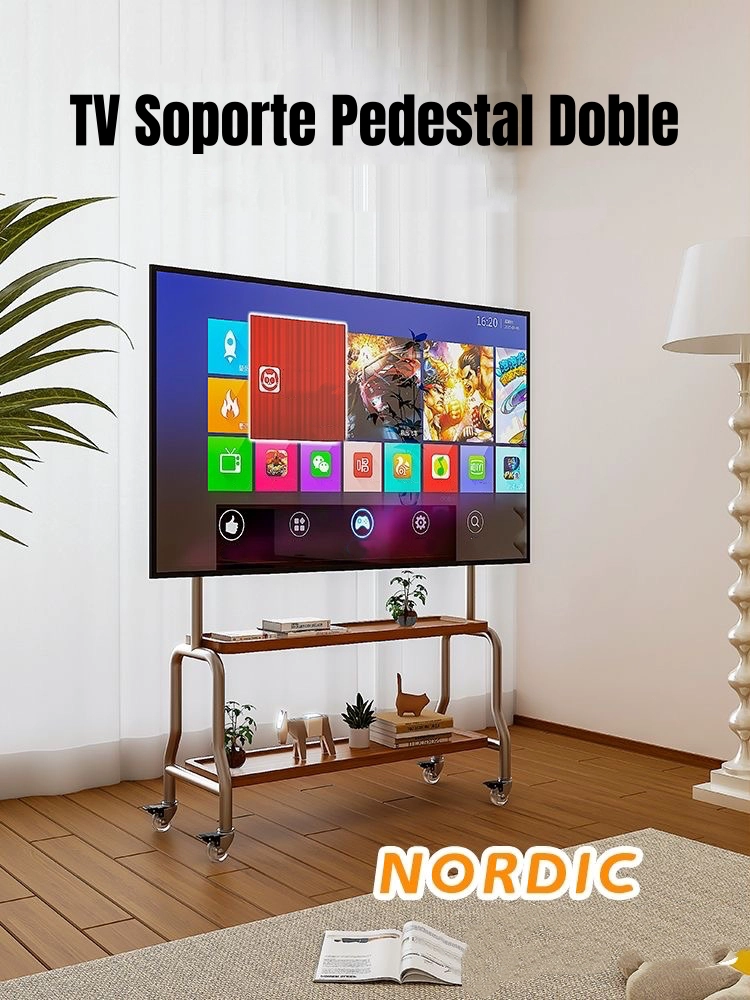 SOPORTE TV RACK PEDESTAL 40”-75” RUEDAS DOBLE ALMACENAMIENTO - 2