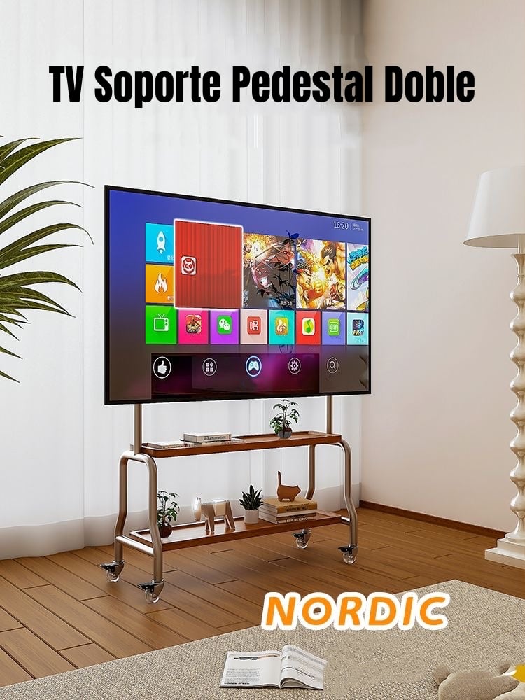 SOPORTE TV RACK PEDESTAL 40”-75” RUEDAS DOBLE ALMACENAMIENTO - 2