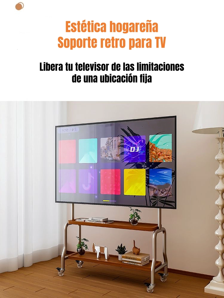SOPORTE TV RACK PEDESTAL 40”-75” RUEDAS DOBLE ALMACENAMIENTO - 3