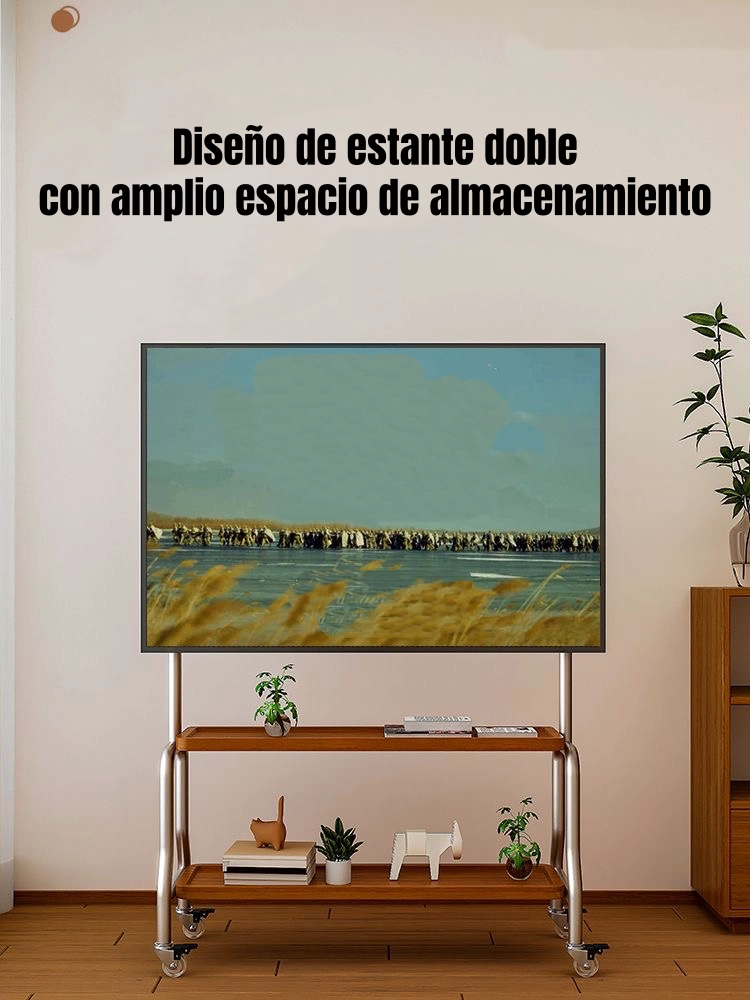 SOPORTE TV RACK PEDESTAL 40”-75” RUEDAS DOBLE ALMACENAMIENTO - 4