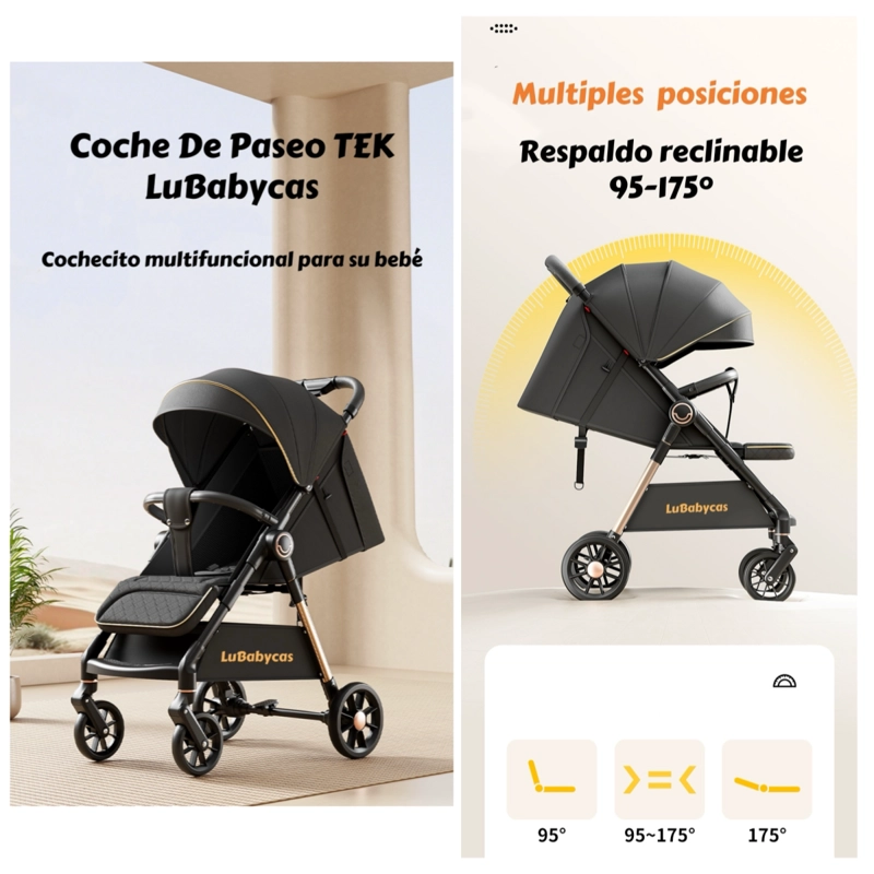 COCHE DE PASEO ULTRA RESISTENTE 25KG TEK NEGRO LUBABYCAS - 2