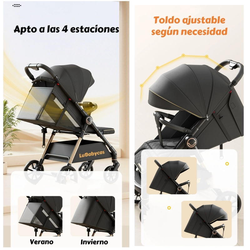 COCHE DE PASEO ULTRA RESISTENTE 25KG TEK NEGRO LUBABYCAS - 3