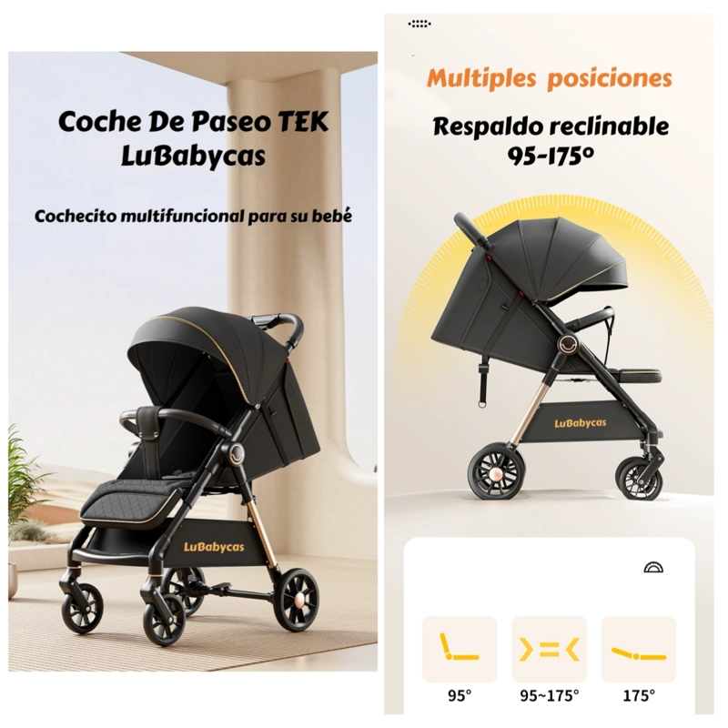 COCHE DE PASEO ULTRA RESISTENTE 25KG TEK DORADO LUBABYCAS - 2