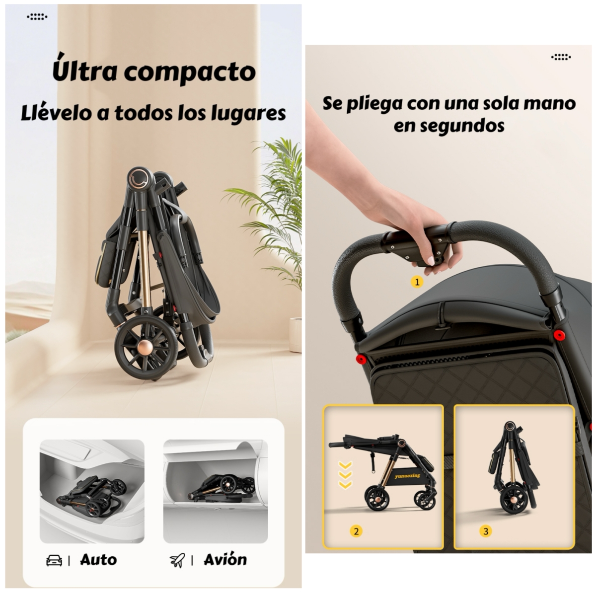 COCHE DE PASEO ULTRA RESISTENTE 25KG TEK DORADO LUBABYCAS - 4