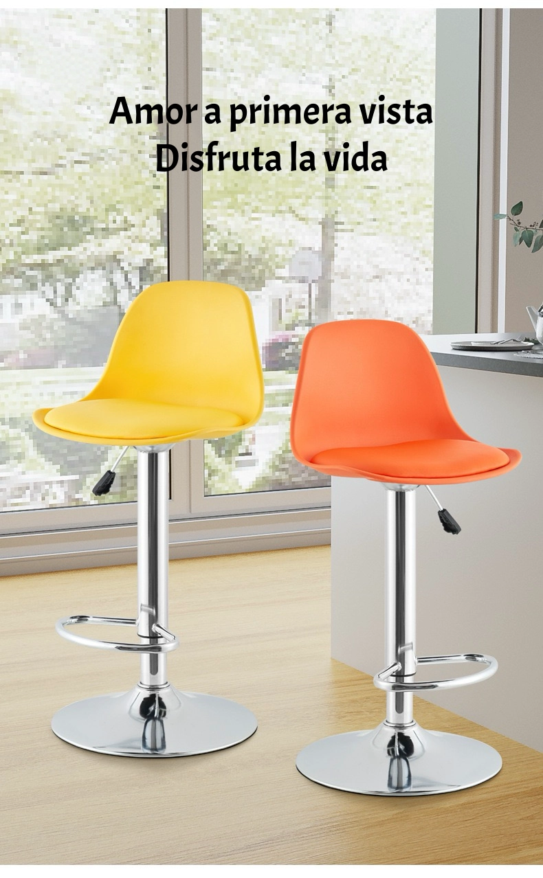 PACK 2 SILLAS PISO BAR EN COLOR NEGROS ALTURA REGULABLE CON RESPALDO - 2