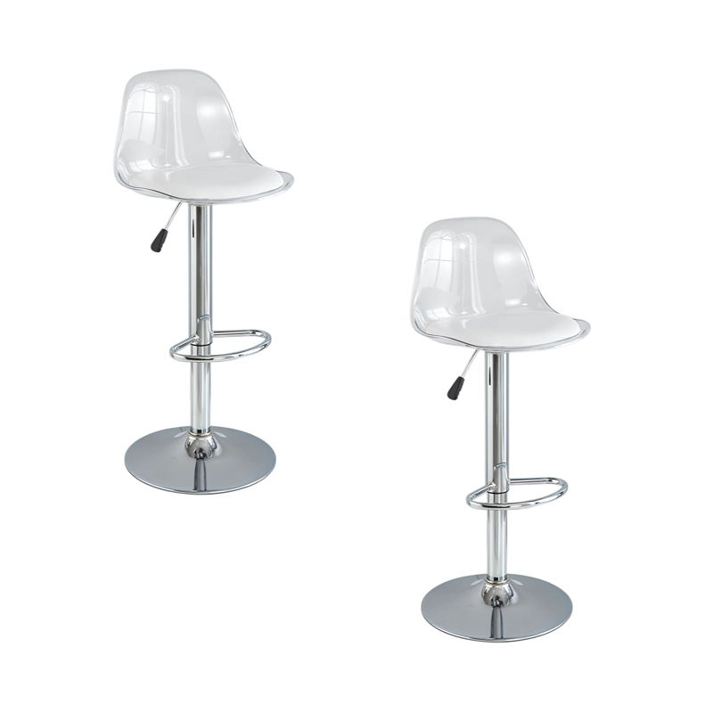 PACK 2 SILLAS PISO BAR EN COLOR BLANCOS ALTURA REGULABLE CON RESPALDO - 1