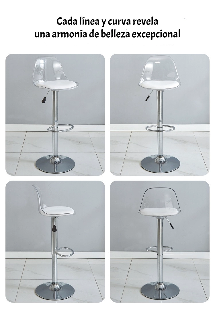 PACK 2 SILLAS PISO BAR EN COLOR BLANCOS ALTURA REGULABLE CON RESPALDO - 4