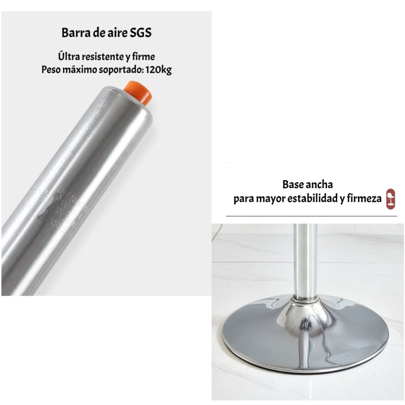 PACK 2 SILLAS PISO BAR EN COLOR BLANCOS ALTURA REGULABLE CON RESPALDO - 7