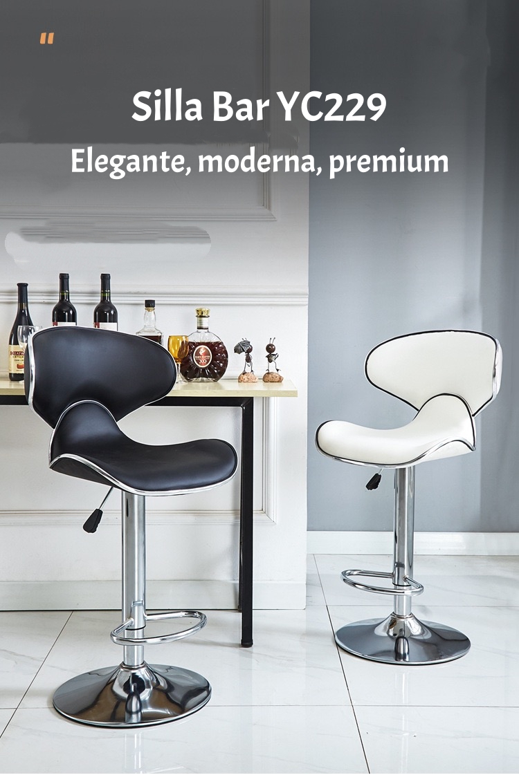 PACK 2 SILLAS PISO BAR PREMIUM NEGRAS ALTURA REGULABLE YC229 - 2