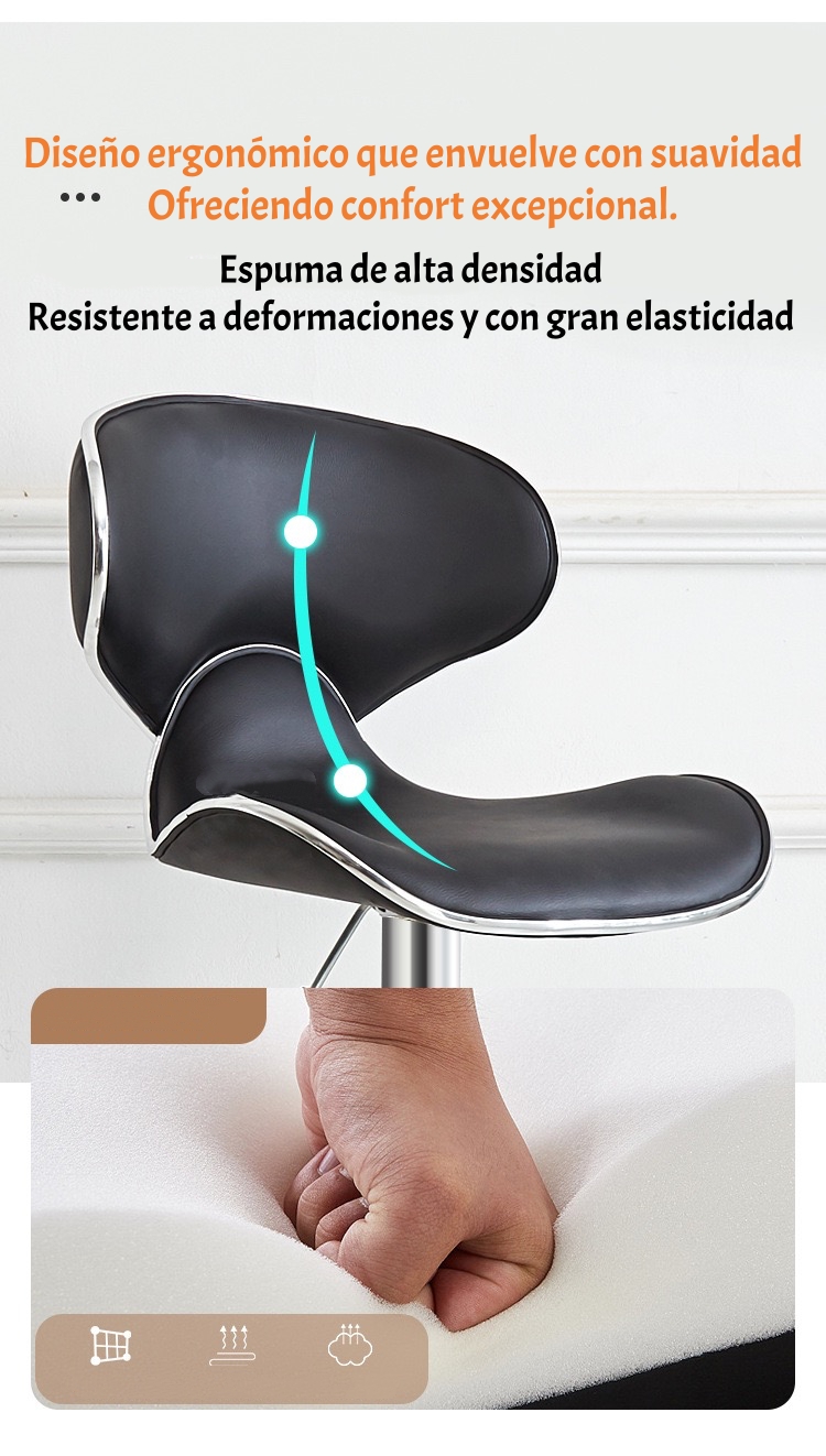 PACK 2 SILLAS PISO BAR PREMIUM NEGRAS ALTURA REGULABLE YC229 - 4